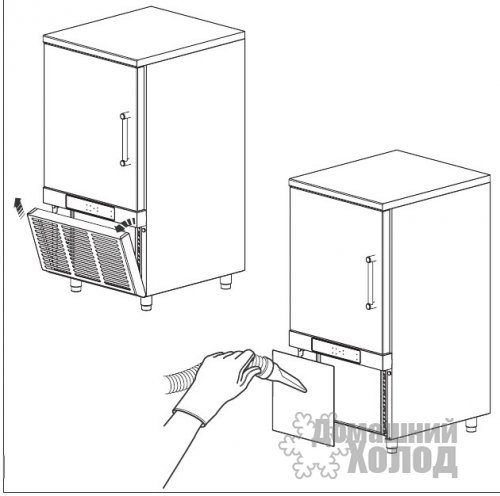 Чистка конденсатора шкафа шоковой заморозки